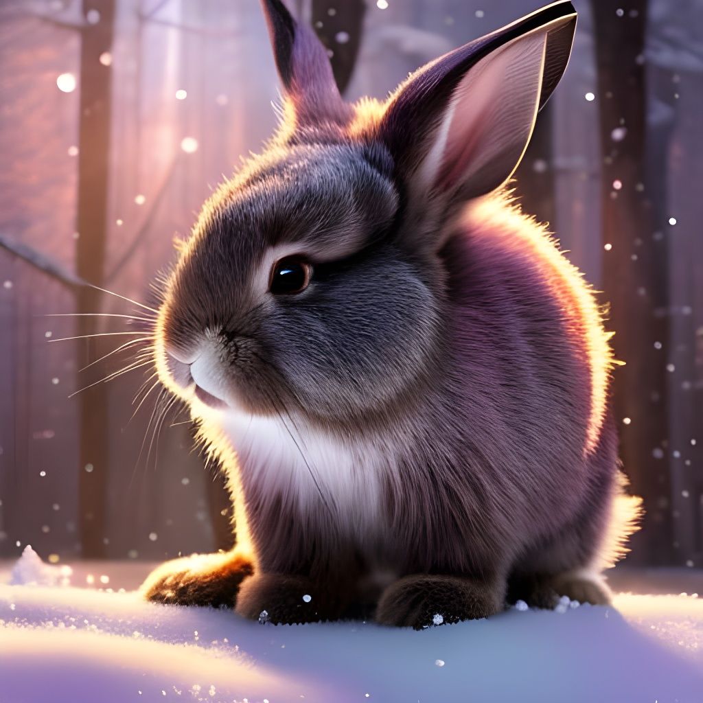 Rabbit's Winter Tea Party: Hyperrealistic Cel-Shaded Art