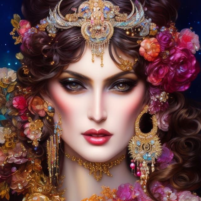 Jeweled Woman in Opulent Digital Portrait