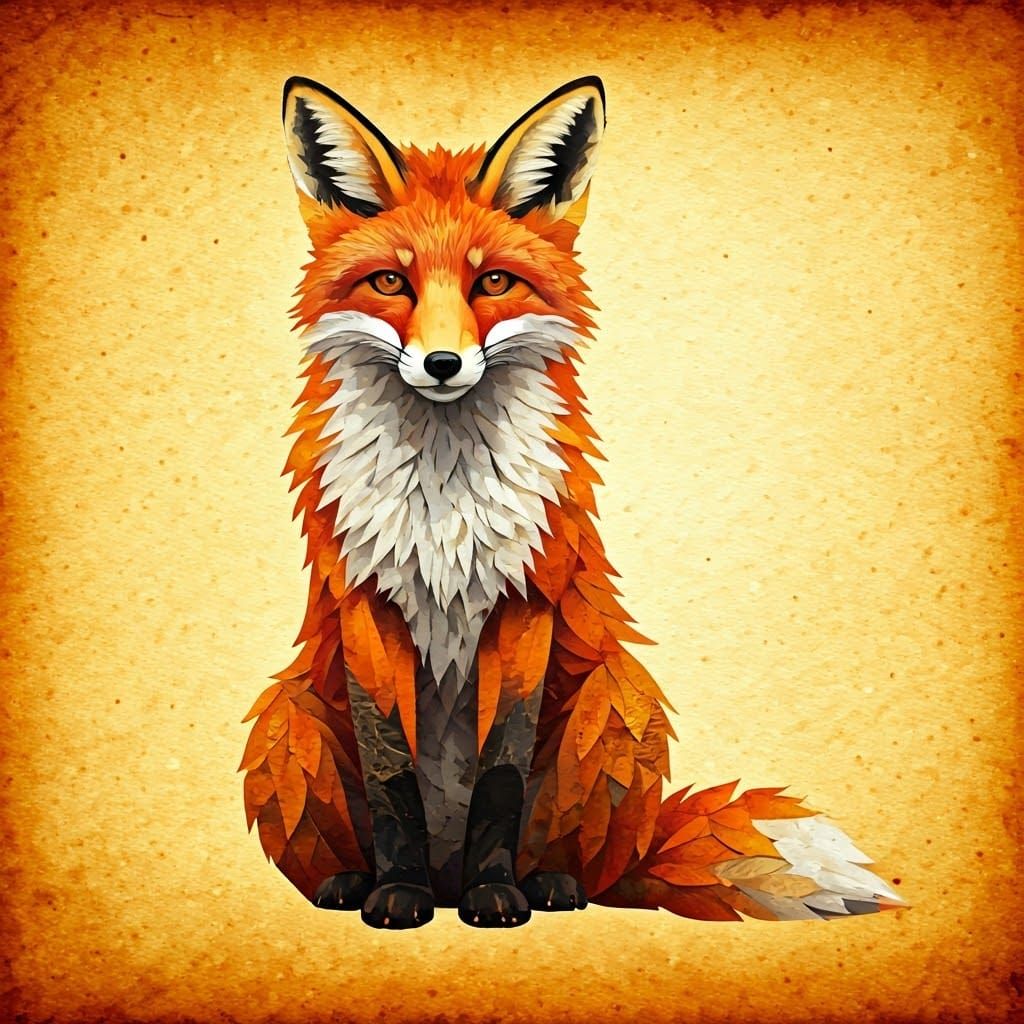 Fox Made of Fall Leaves