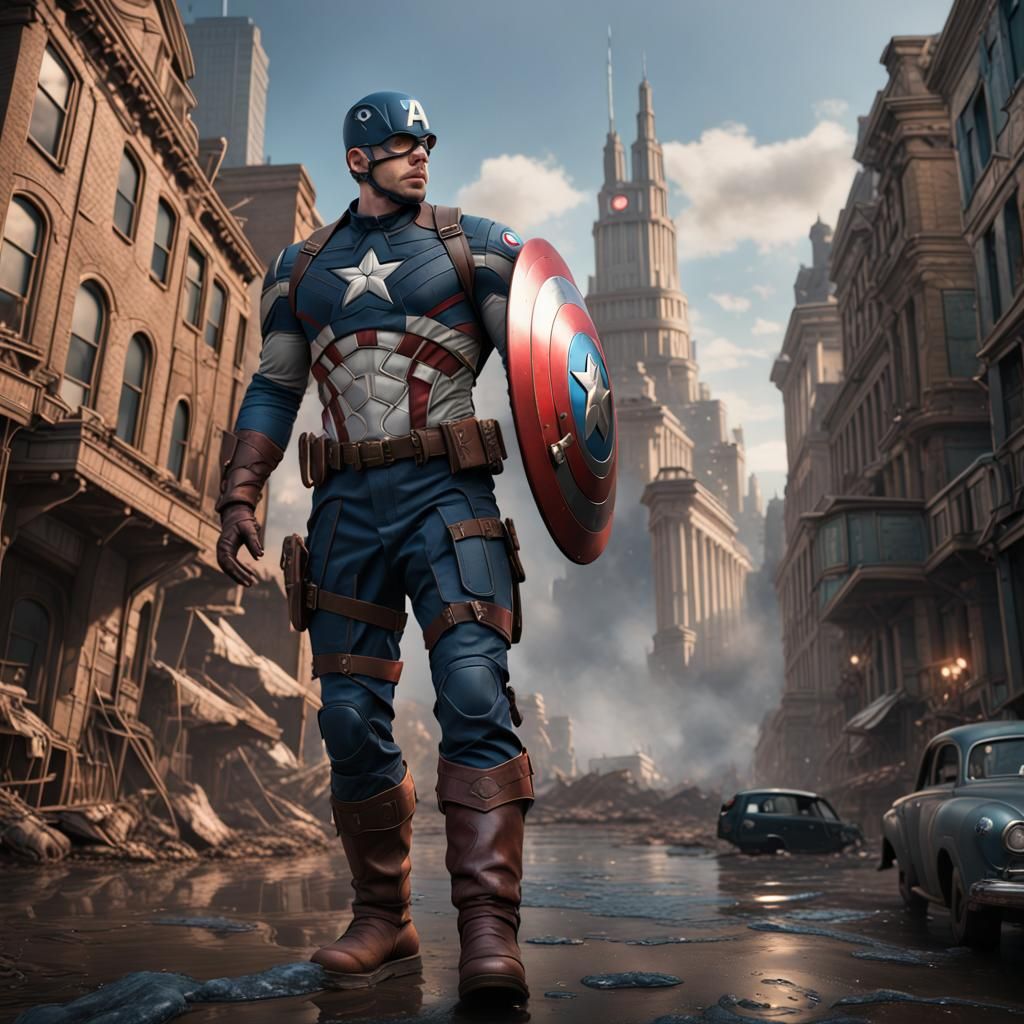 Detailed Matte Painting of Captain America