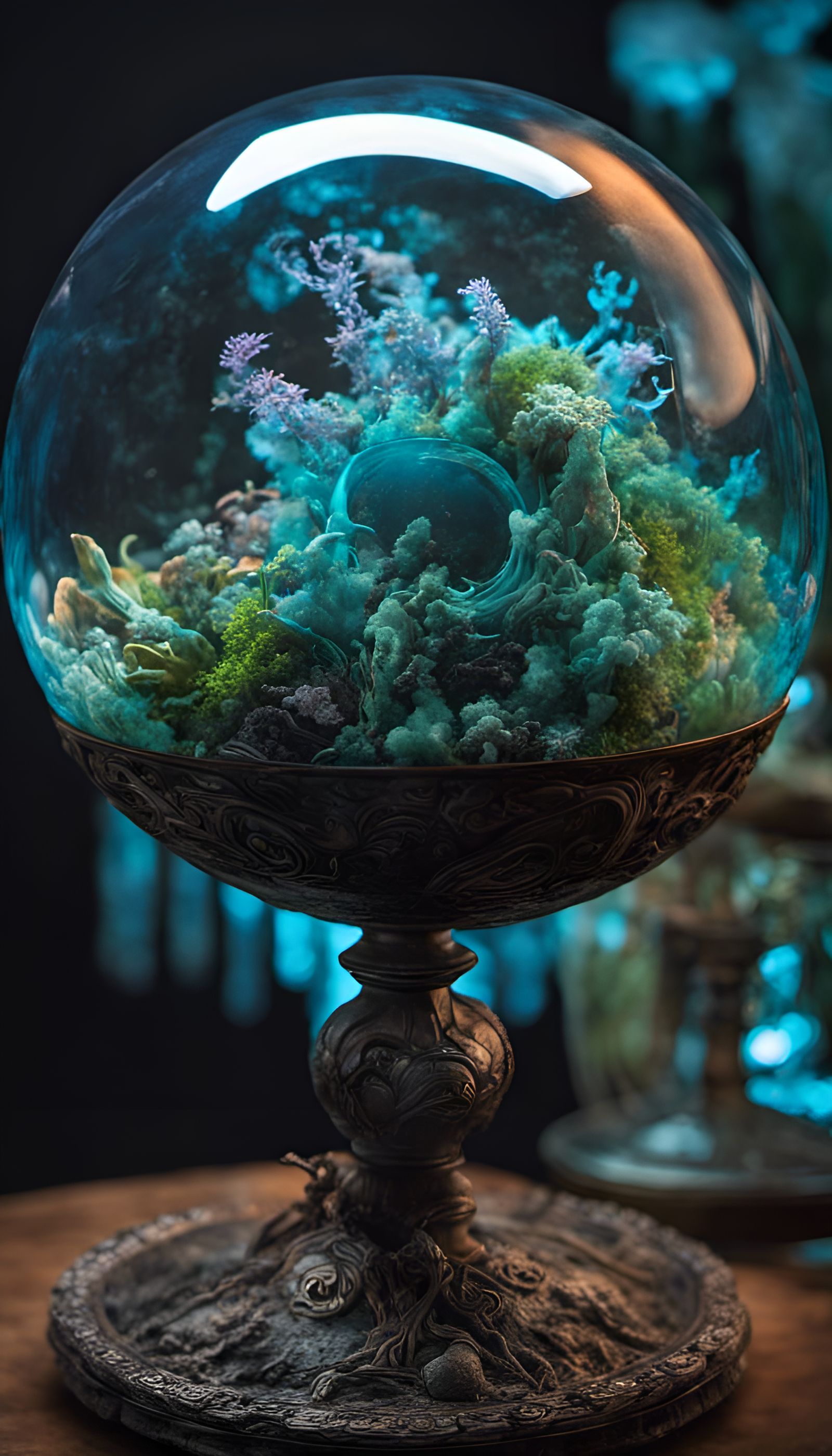 Bioluminescent Terrarium with Cosmic Energy in CGI VFX