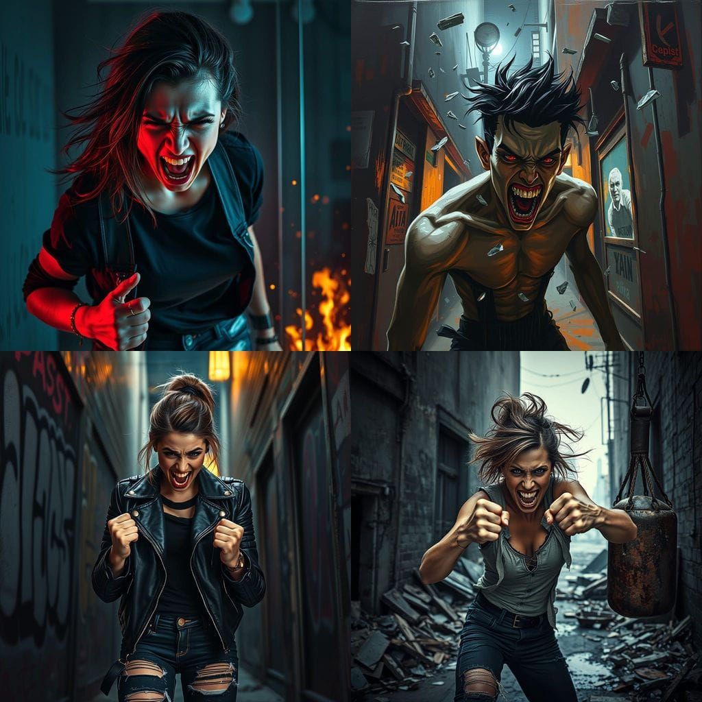 Angry Rock Music Scene in a Mosh Pit