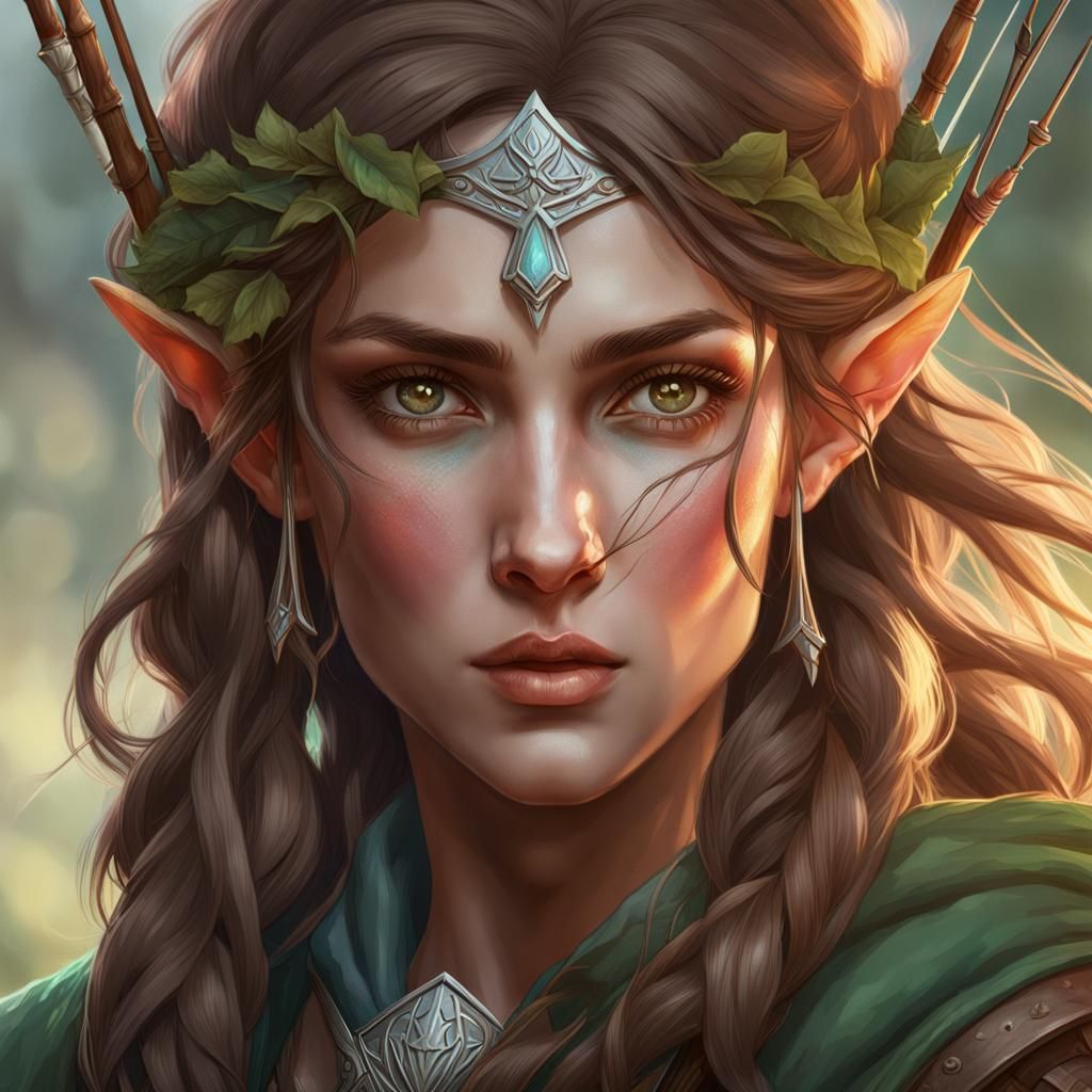 Wood Elf Portrait in Art Nouveau Style