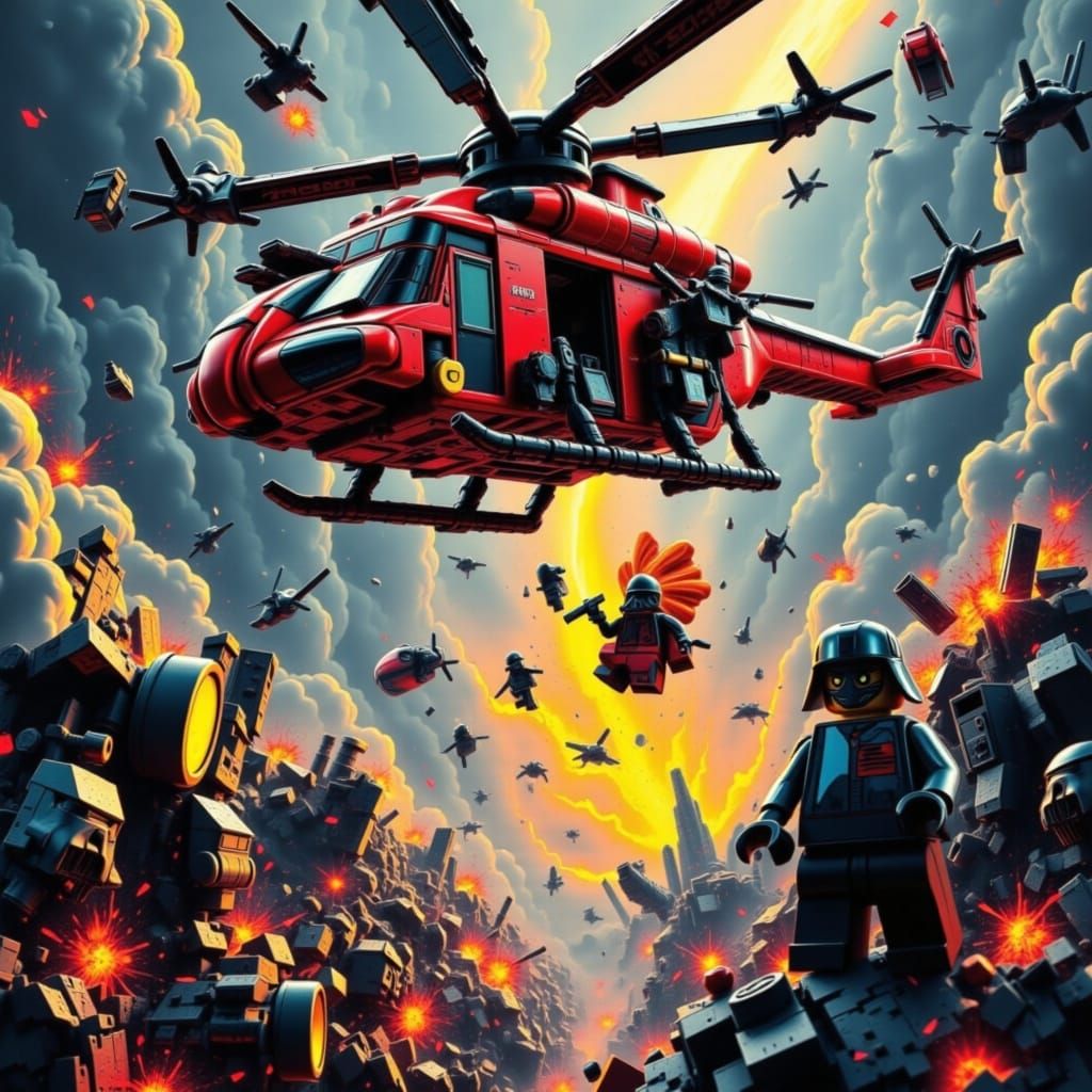 Lego Minifigures Drop Star Wars Characters from Helicopter