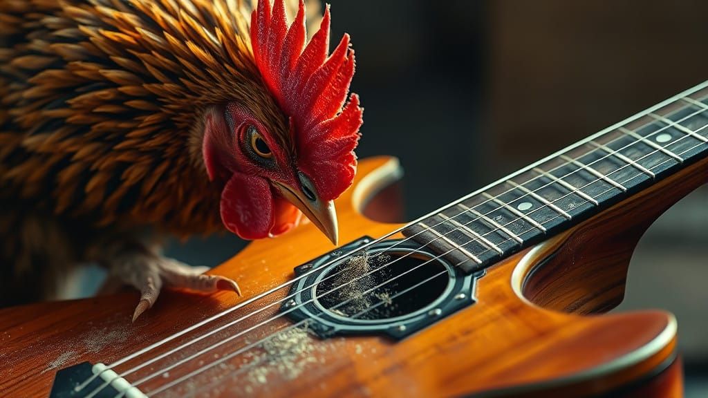 Royal Chicken Plays Vintage Guitar in Ethereal Light