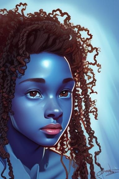 Girl in Blue: Hyperdetailed Art Nouveau Portrait