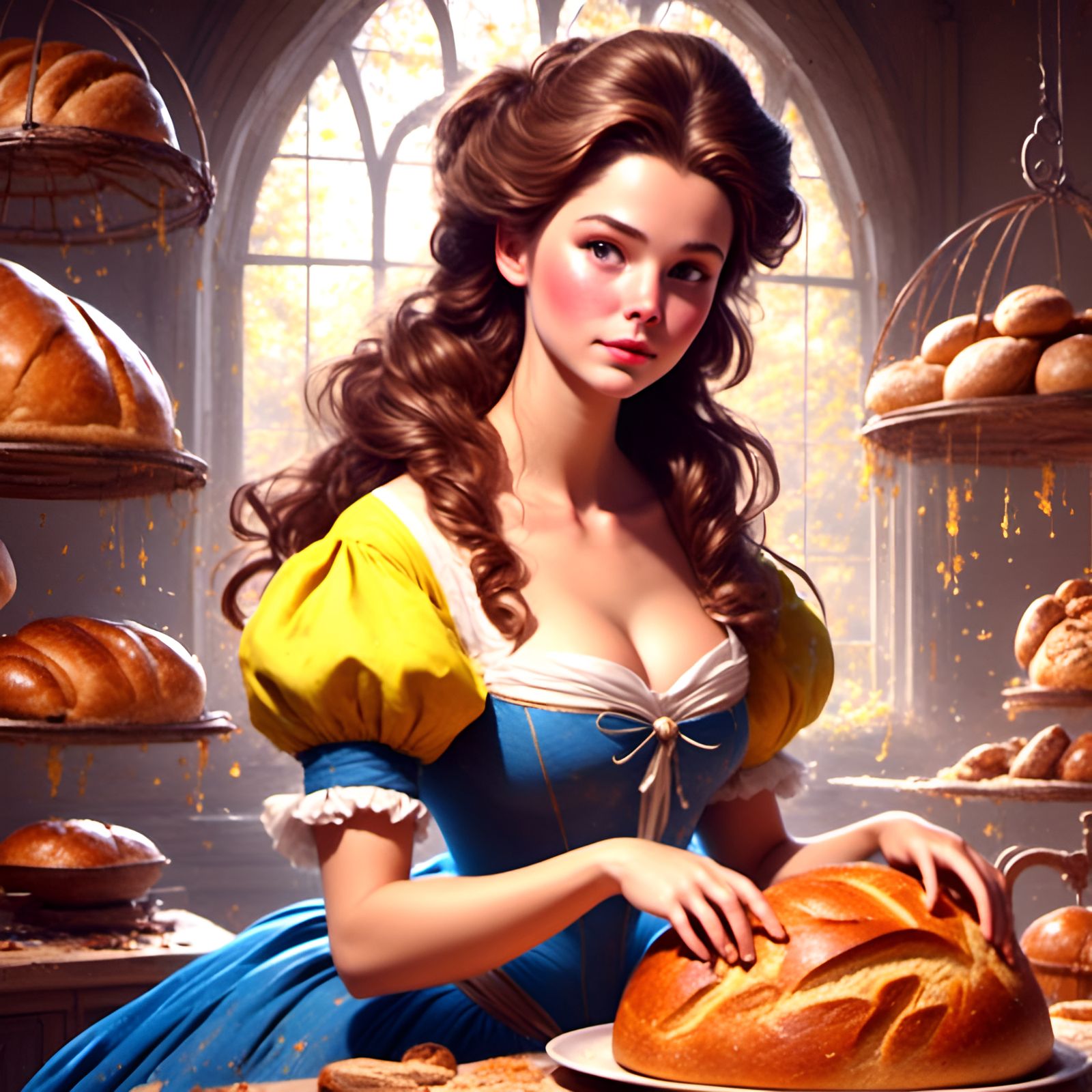 Princess Belle Baking Bread as Graffiti Art