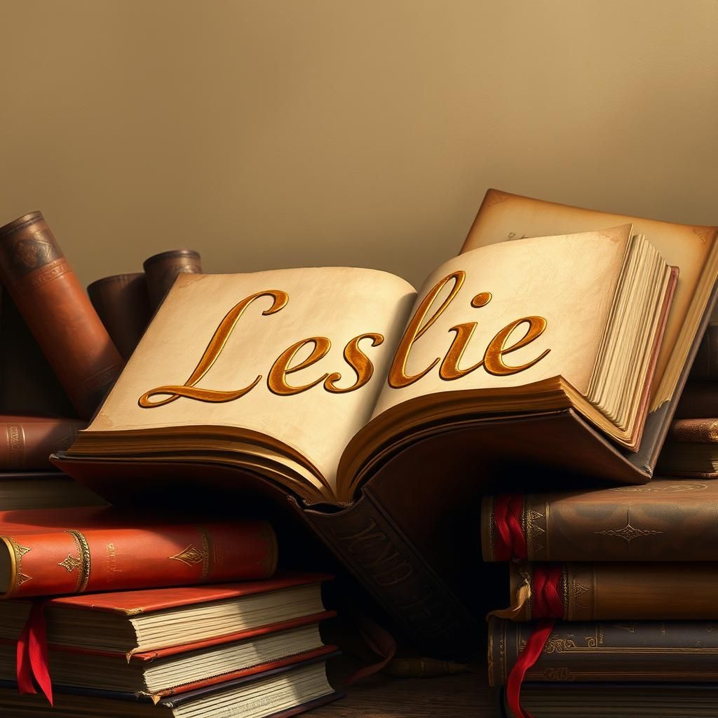 Golden "Leslie" Among Coral and Red Books