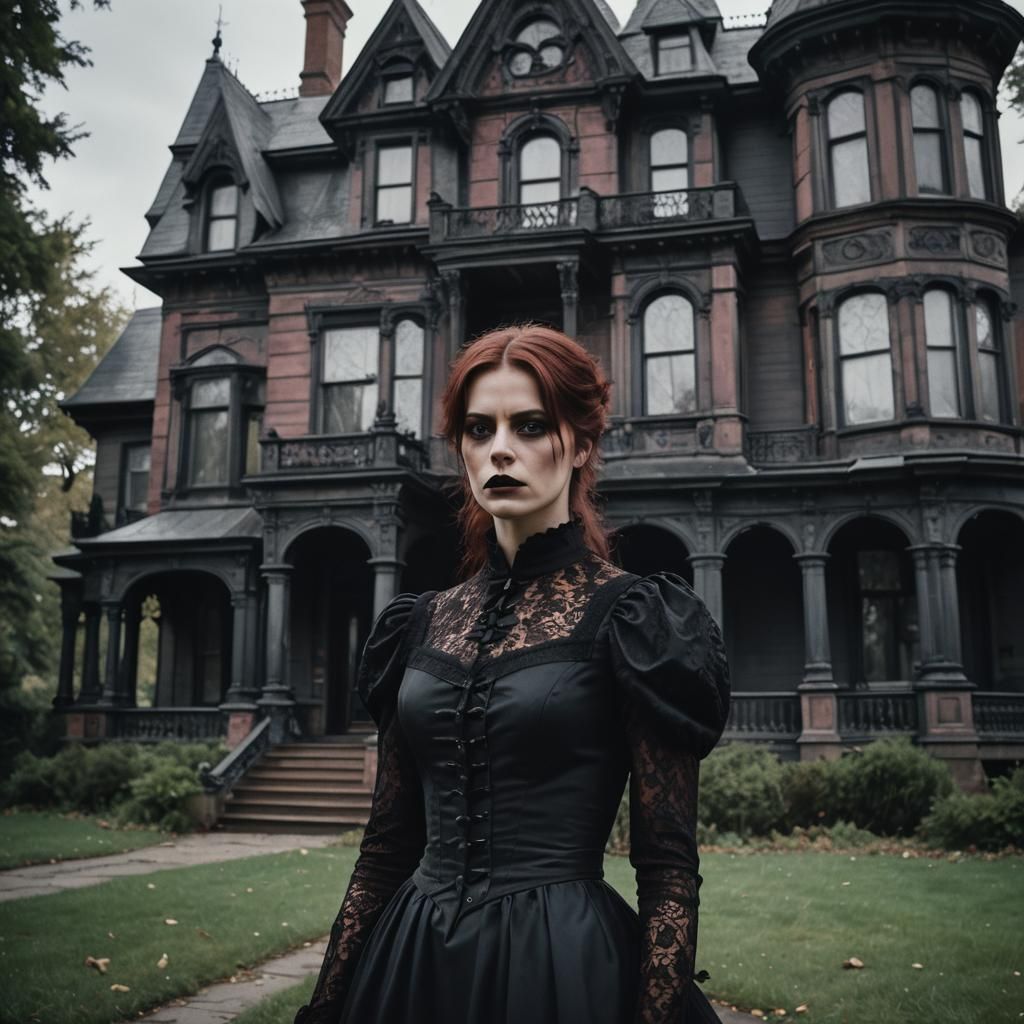 Gothic Woman in Victorian Setting, Cinematic Portrait