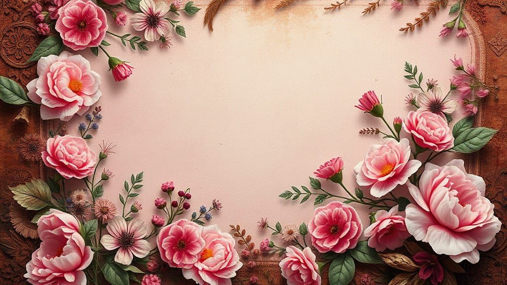 Whimsical Floral Fantasy Paper in Shabby Vintage Style