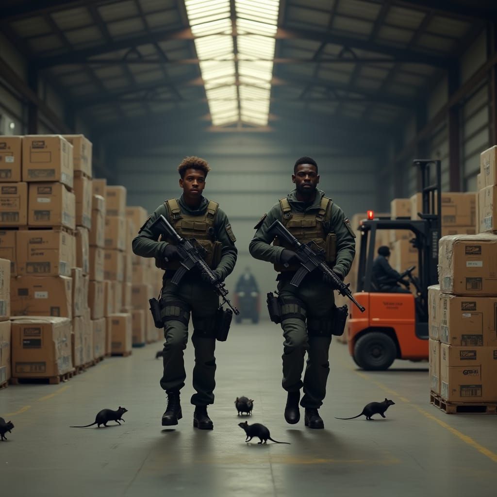 SWAT Officers in Warehouse with Assault Weapons