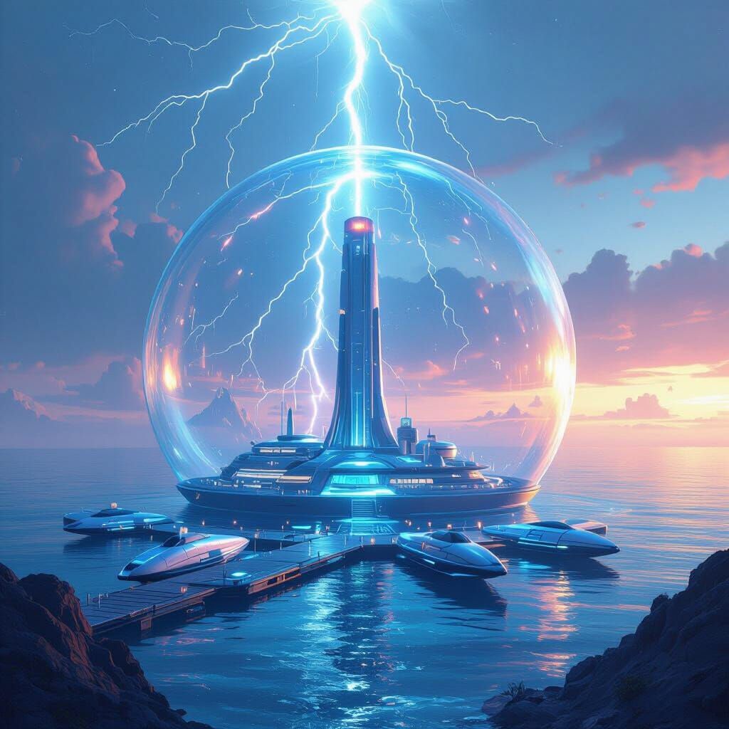 Futuristic Underwater Village in Ocean Bubble