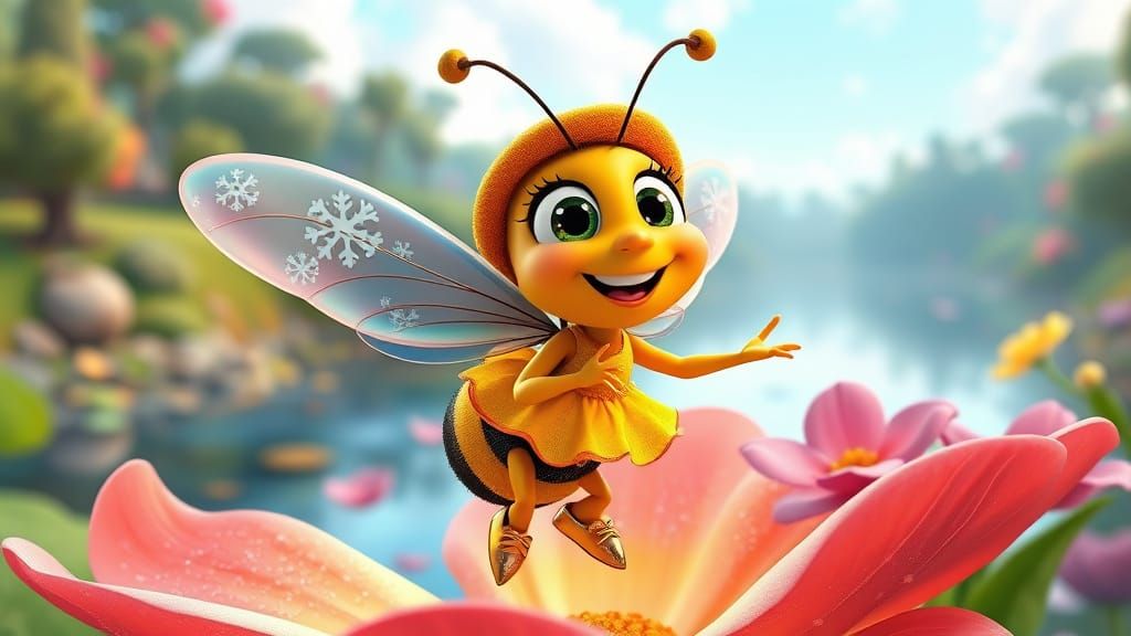 Joyful Bee Dancing Between Winter and Spring