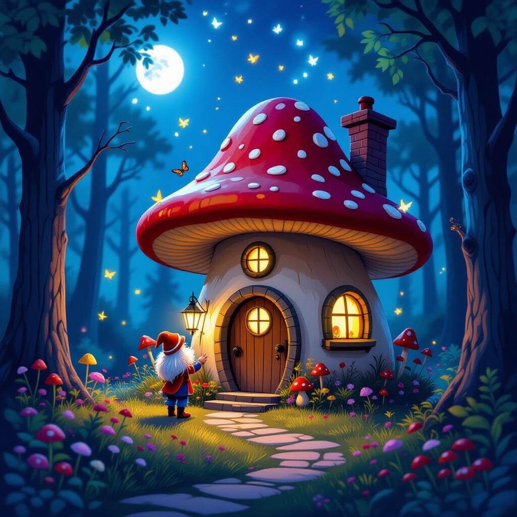 Forest Troll at Mushroom House in Magic Forest