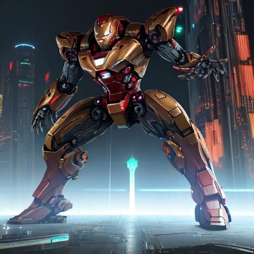 Iron Man in Futuristic Cityscape: Hyper-Realistic Sci-Fi Art