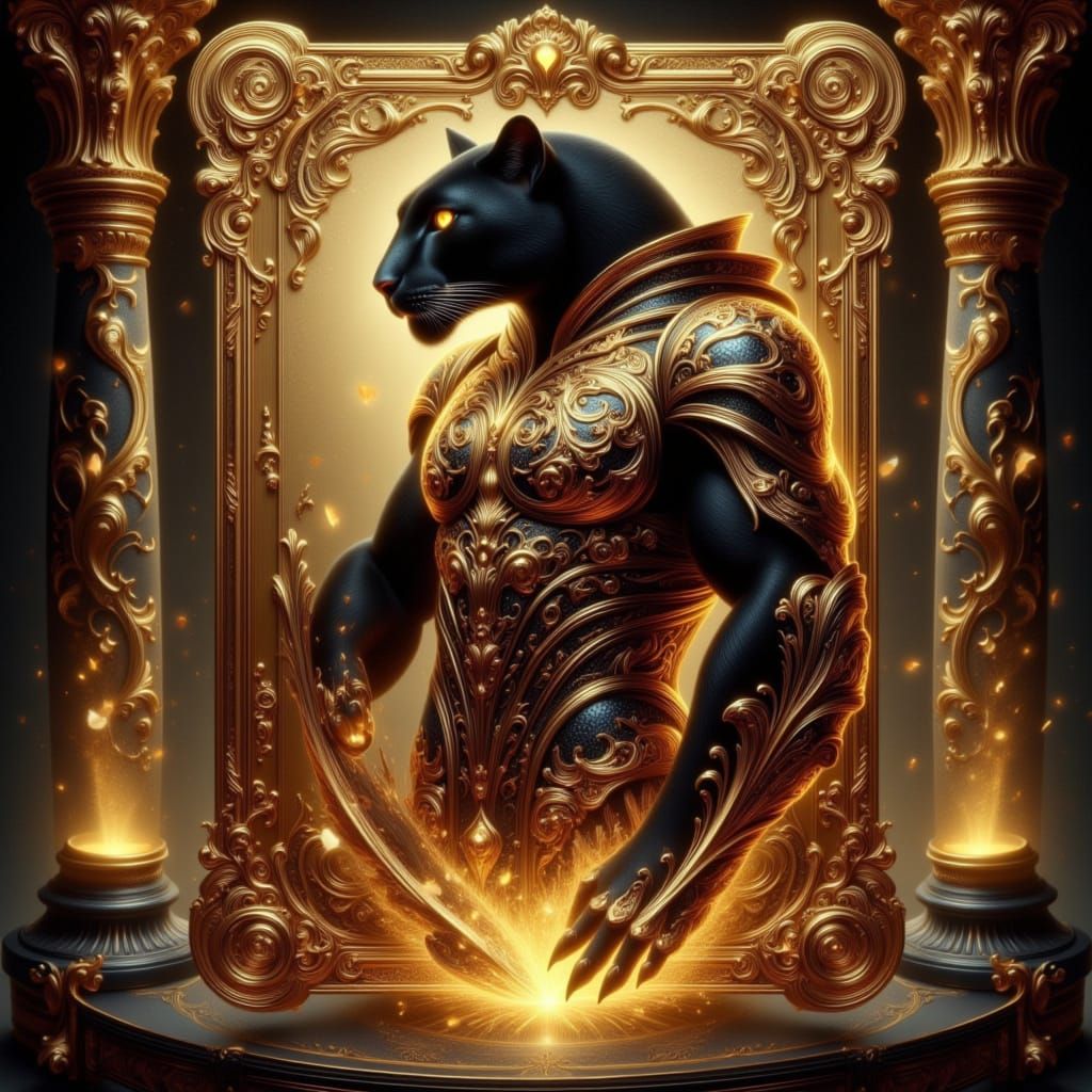 Golden Panther Emerges from Arcane Card
