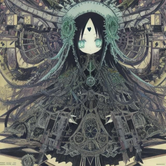 Anime Girl in Dark Fantasy Horror Style