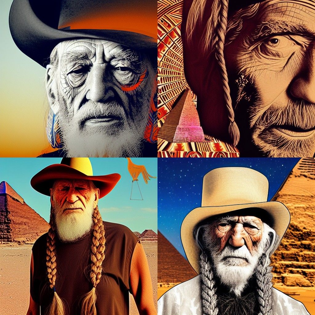 Musician Portrait with Pyramid in Digital Art Style
