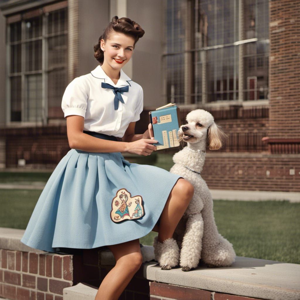 1950s Teenager with Poodle Skirt Photograph