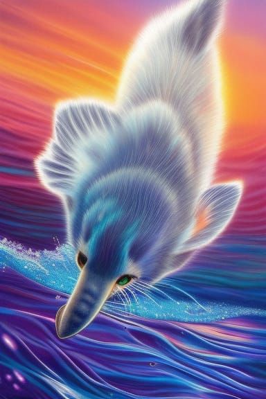 Kitten Dolphin Swimming in Coral Reef: Digital Art