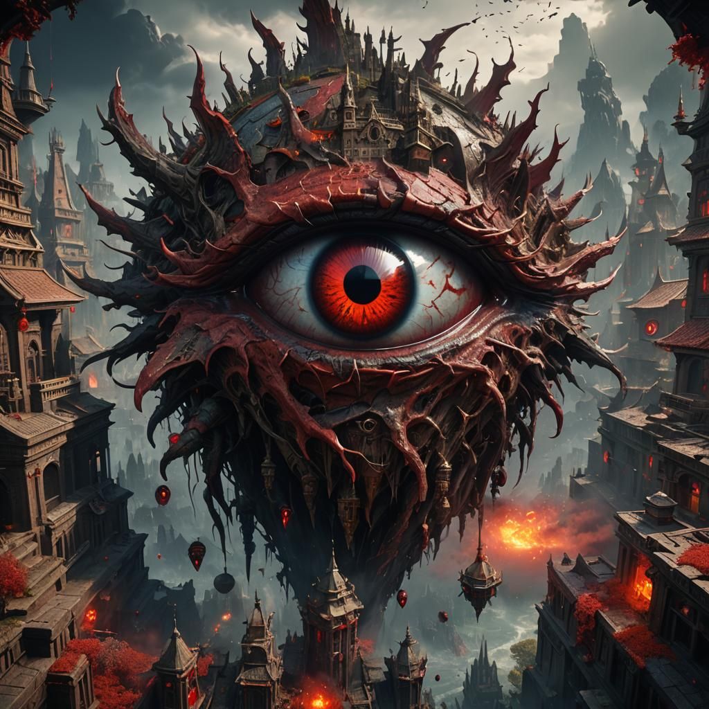 Detailed Red Eye Fantasy Concept Art