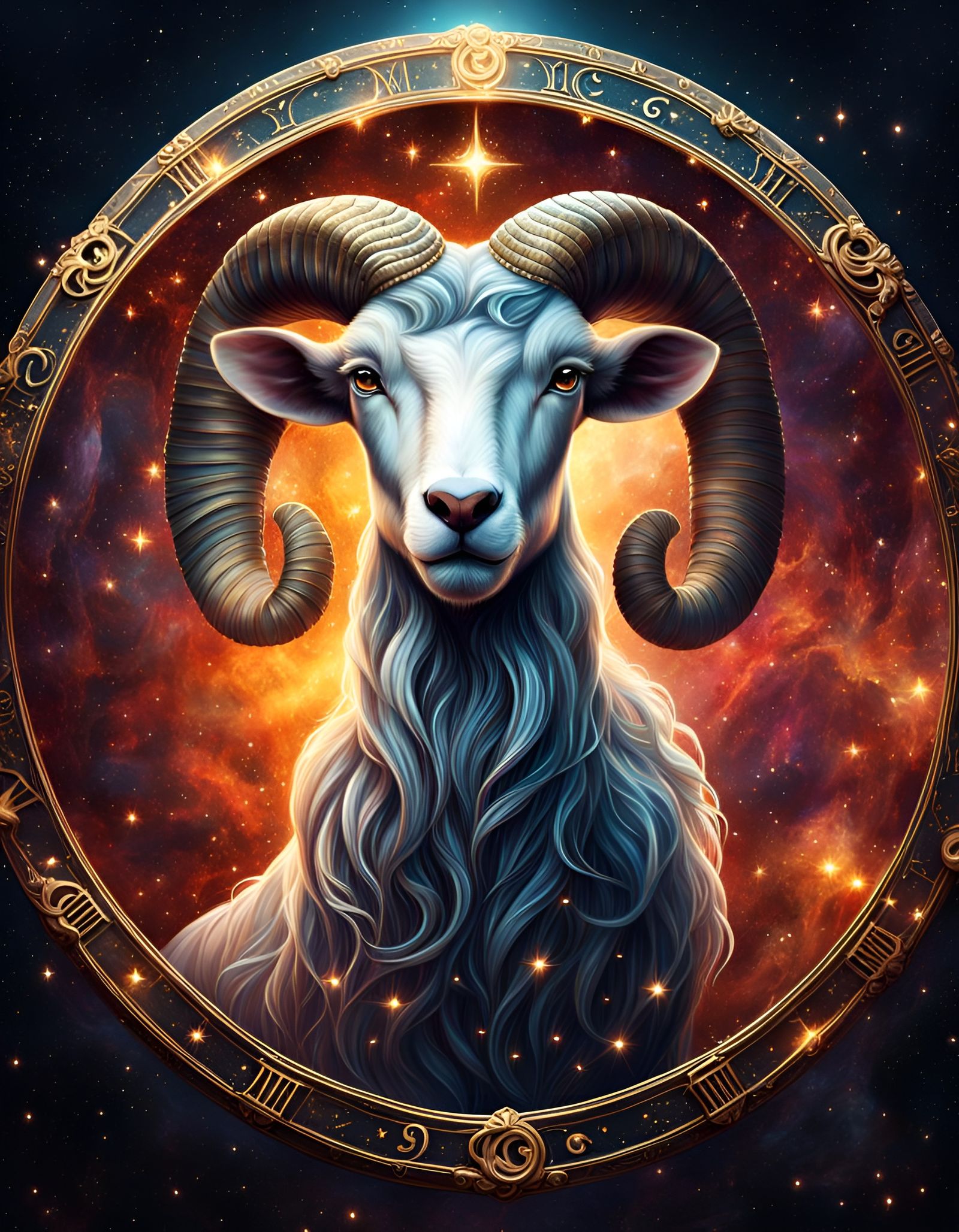Detailed Aries Zodiac Sign Fantasy Art