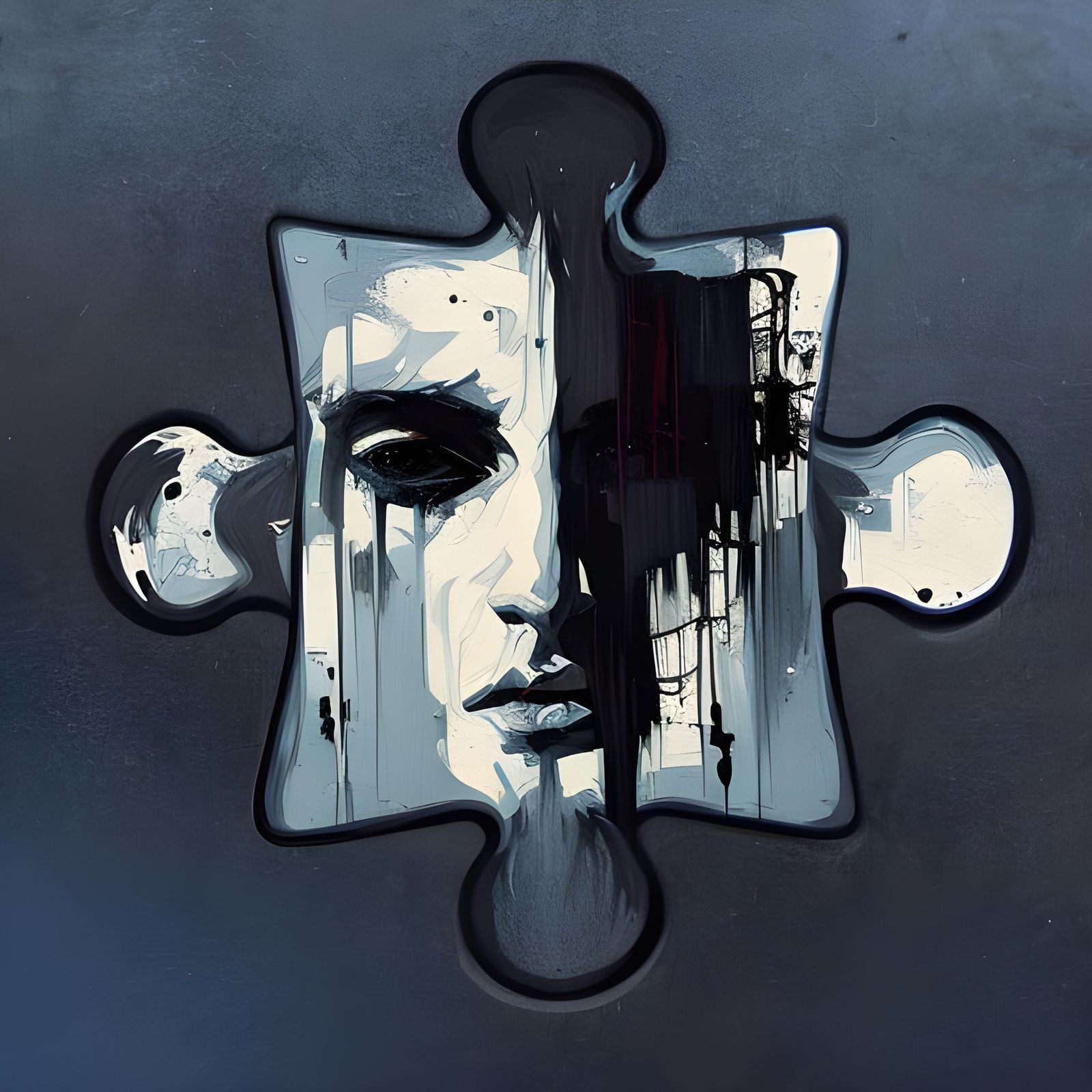 Sad Ghost Portrait with Split Personality