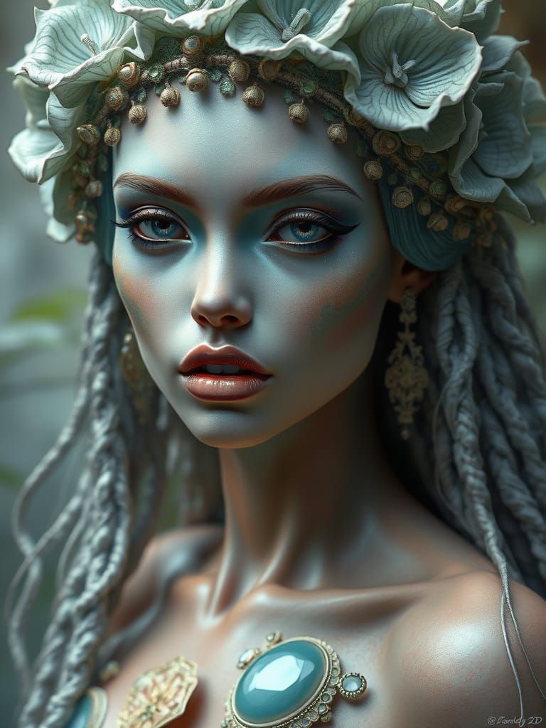 Alien Rainforest Goddess: Detailed Fantasy Art