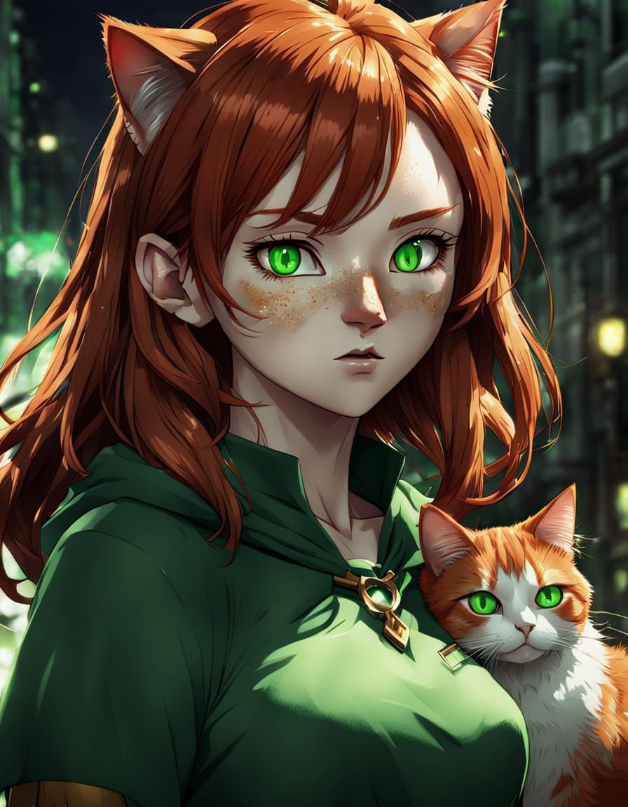 Anime Twin Cat Girls in Cel-Shaded Style