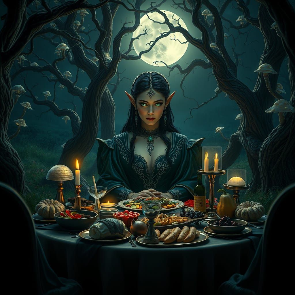 Moonlit Feast in an Enchanted Glade