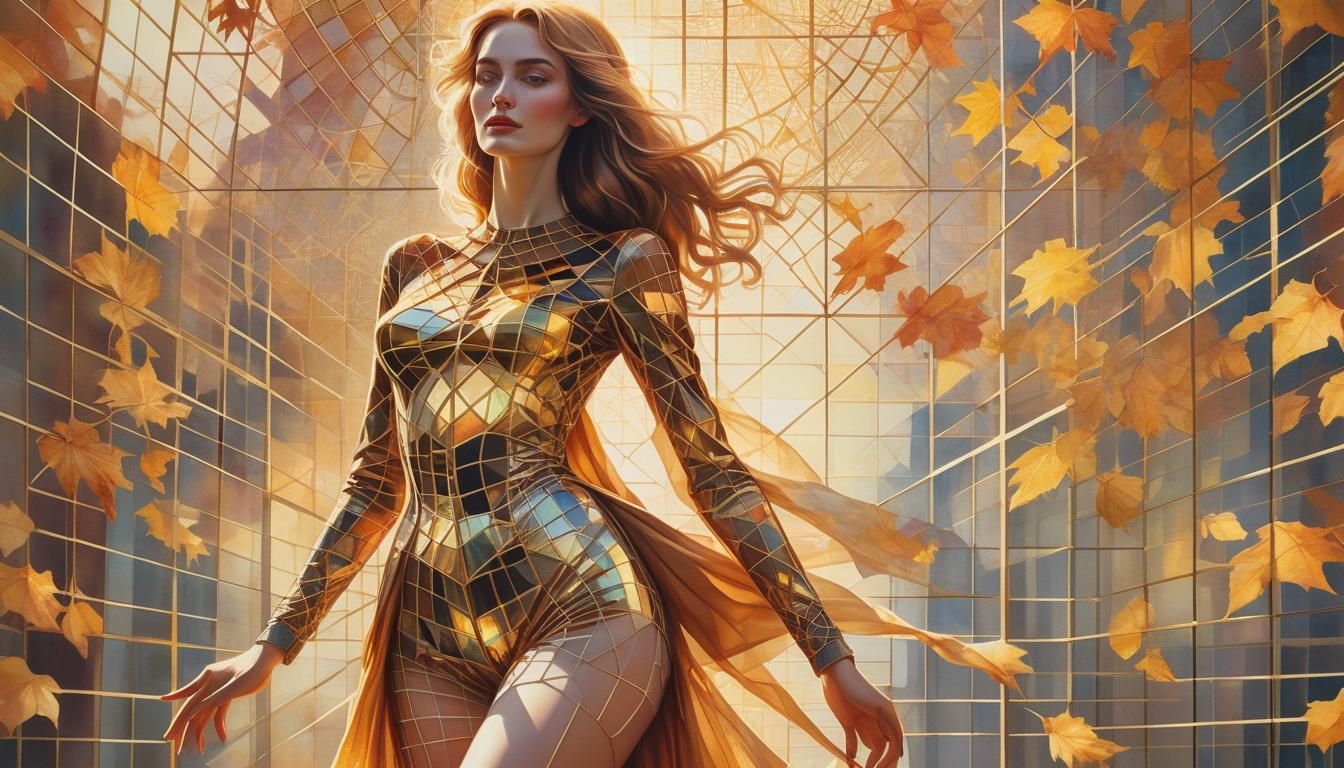 Hyperrealistic Woman in Eccentric Pose with Watercolor Detai...