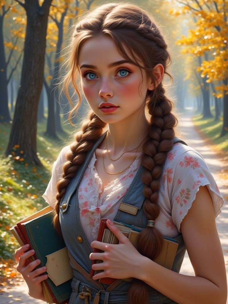 Charming Student Caught in Whimsical Moment with Cheerleader