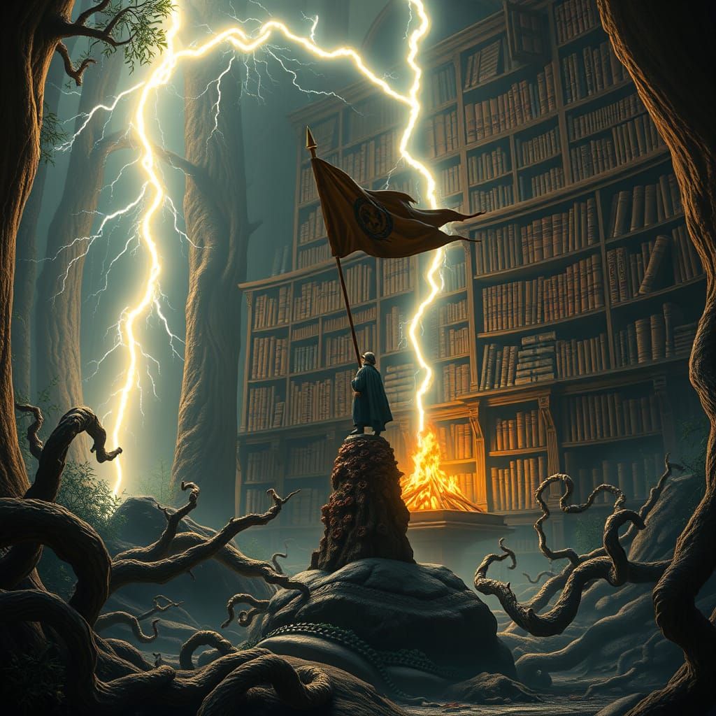 Mystical Forest Scene with Mutated Foods and Magical Energy