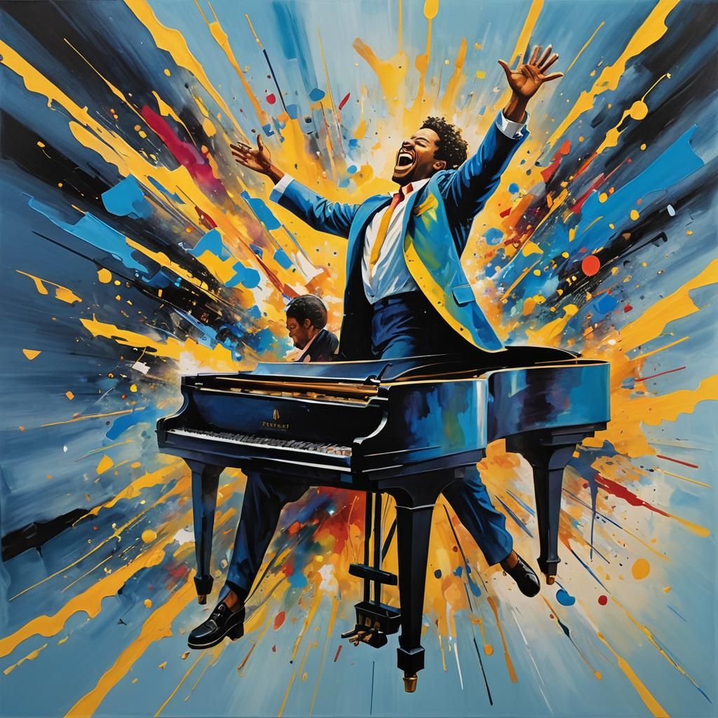 Abstract Piano Player in Vibrant Colors