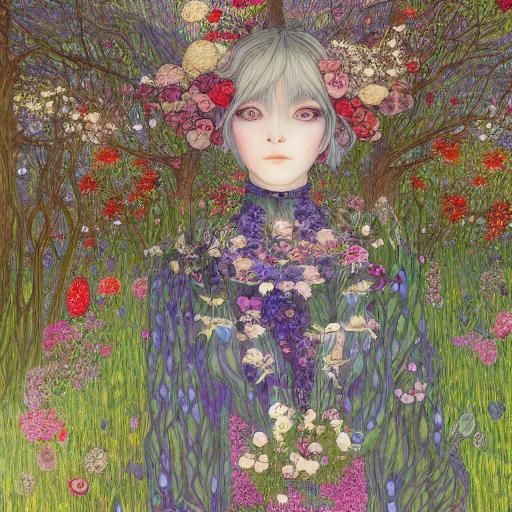 Magical Forest Woman in Klimt-Inspired Art