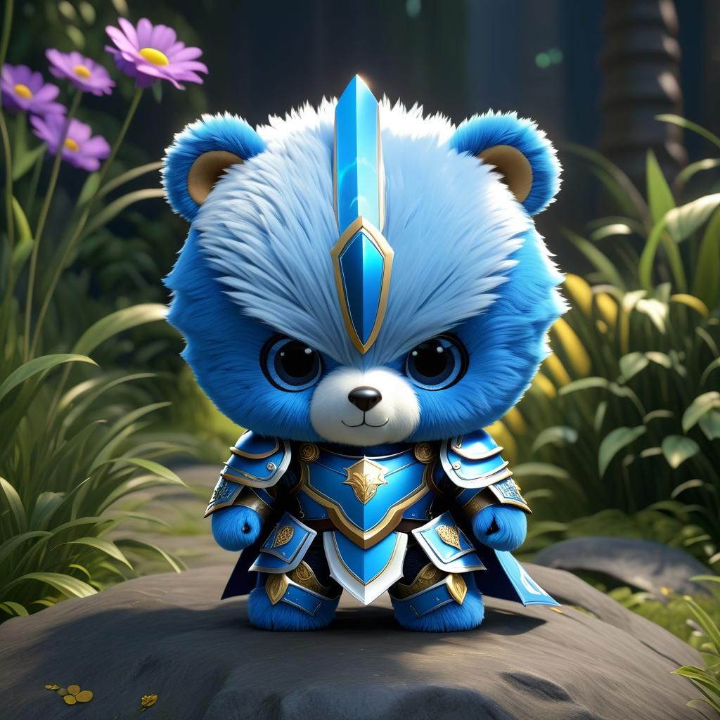 Blue Teddy Bear as Paladin in Holy Armor