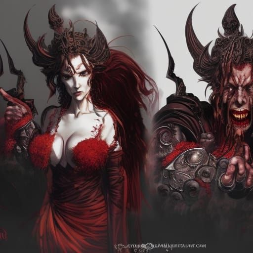 Vampire Warrior Horde Portrait in Detailed Art Style