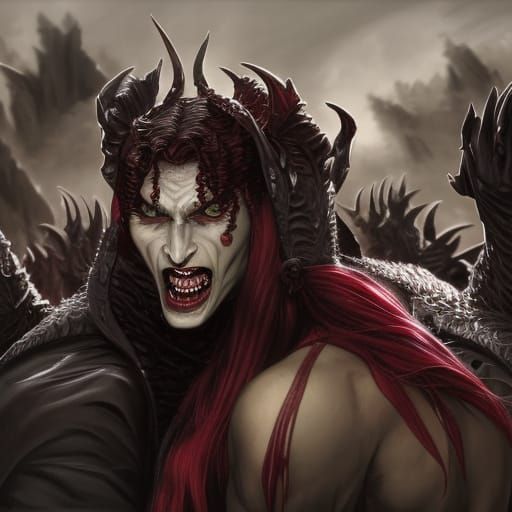 Vampire Warrior Horde Portrait in Detailed Concept Art