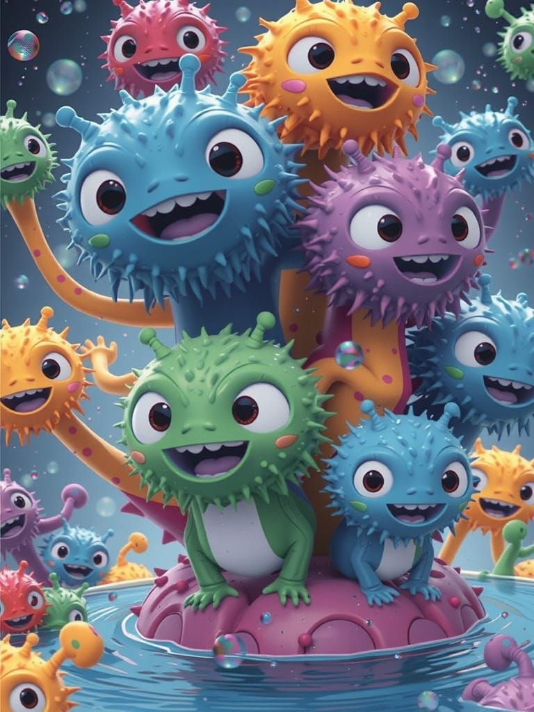 Cheerful Microbes in a Children's 3D Animation