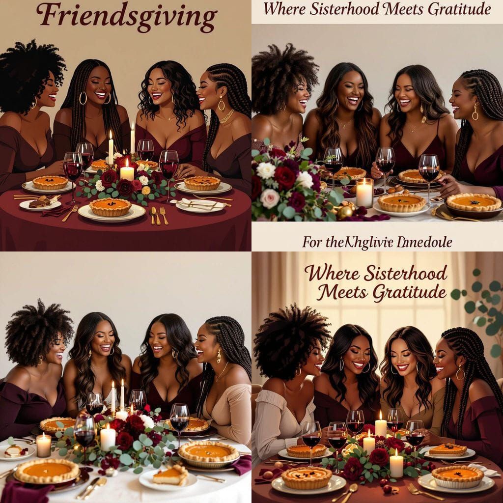 Melanin Women Celebrate Friendsgiving Table in Afro-Glam Sty...