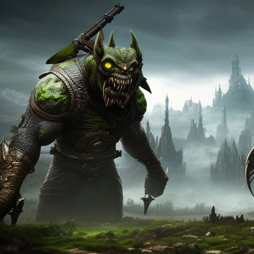 Ghastly Female Goblin Statue in Fantasy Horror Style