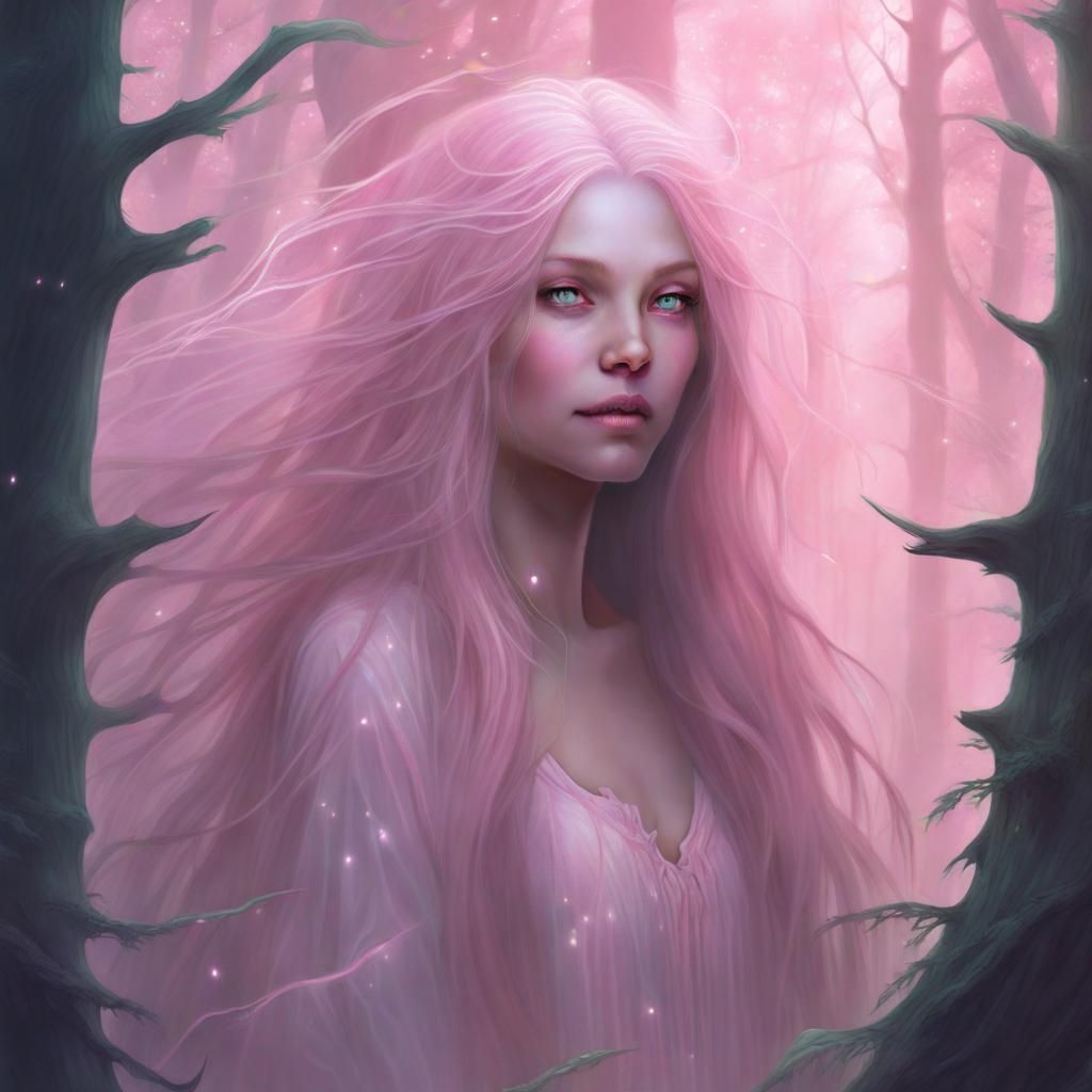 Ethereal Witch in Bioluminescent Forest