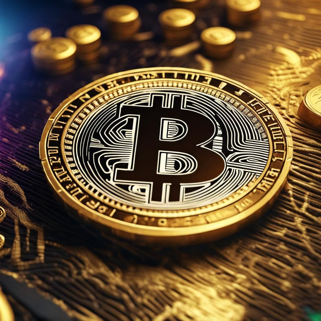 Golden XRP Coin on Financial Market in 8K