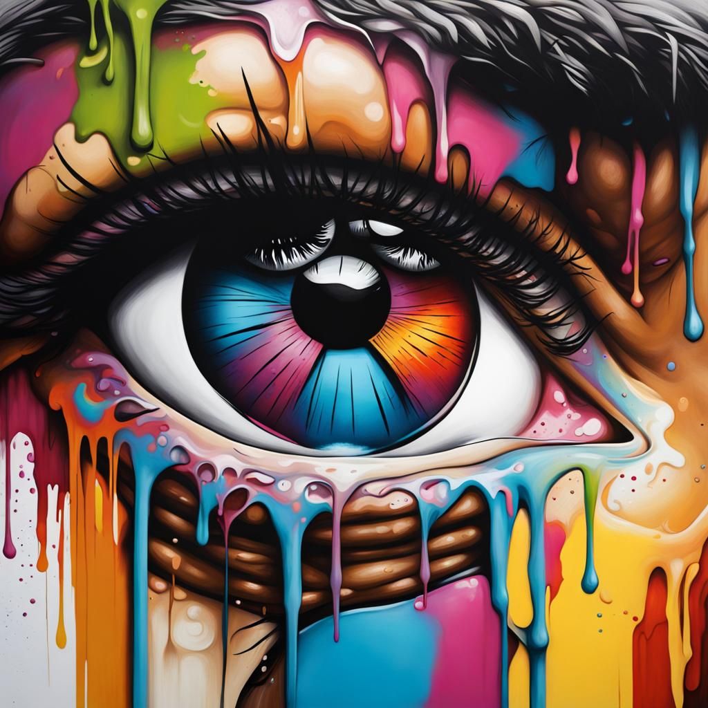 Colorful Graffiti Eye: Street Art in Splash Style