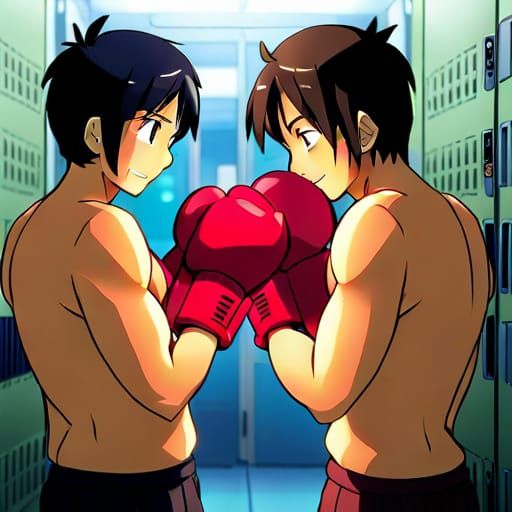 boxers in the locker room, anime style (6)