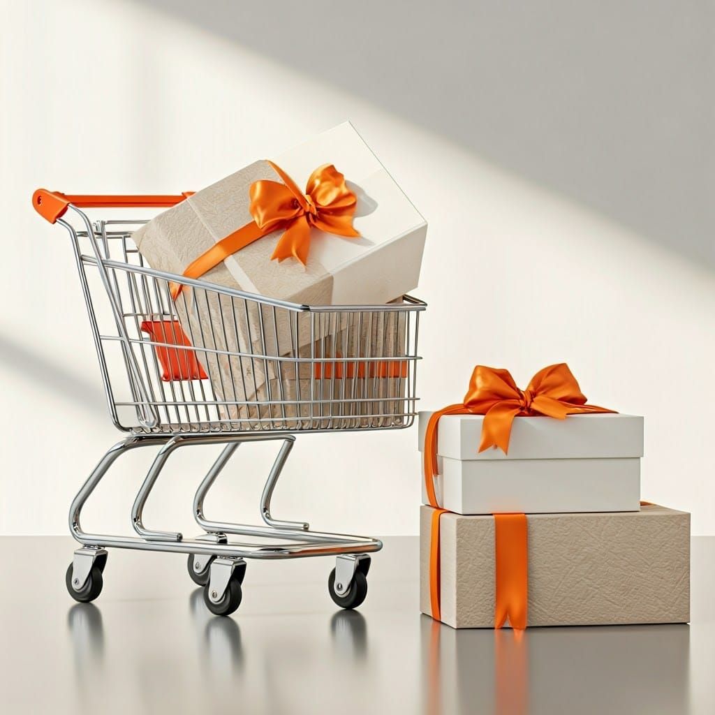 Chrome Shopping Cart with Leather Albums
