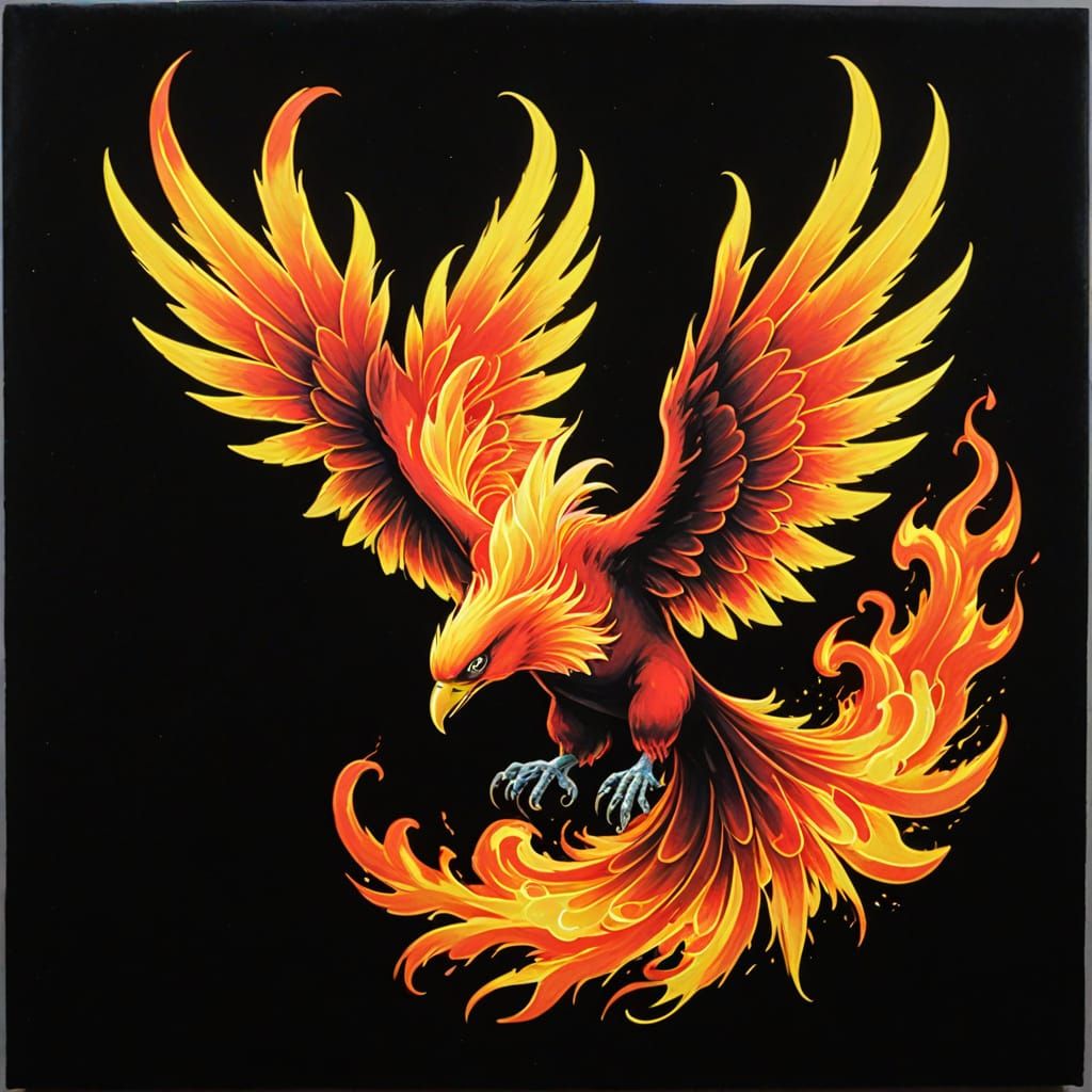 Neon Moltres on Black Velvet
