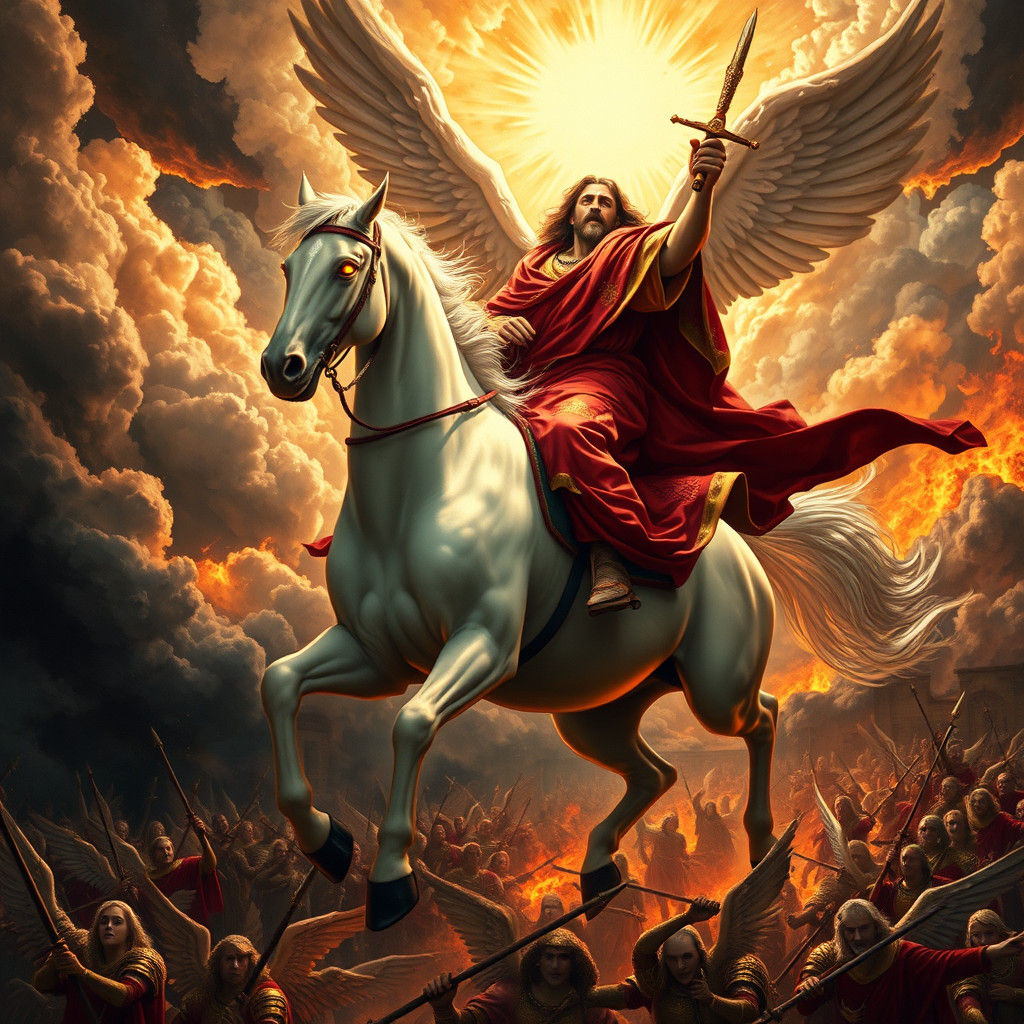 Revelation 19:11-16 The Return of Christ imagined by a.i.