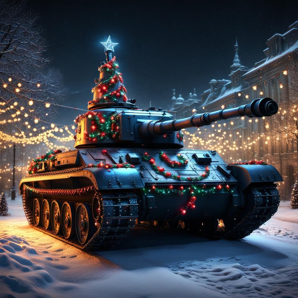 Christmas Tank: Hyperrealistic Artstation Concept