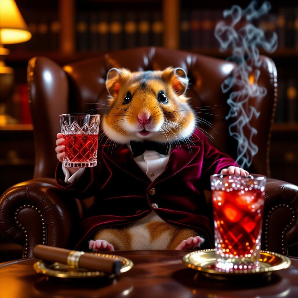 Hamster's Art Deco Indulgence in Library Lighting